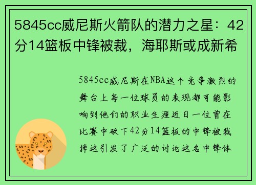 5845cc威尼斯火箭队的潜力之星：42分14篮板中锋被裁，海耶斯或成新希望 - 副本